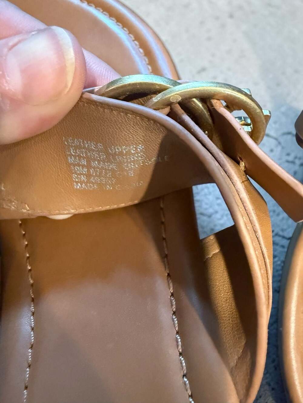 Tory Burch Marsden Flat Thong Sandal Size 10 Tan Leather Gold Ring Logo Slide - Picture 7 of 8
